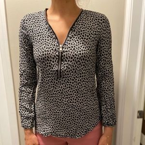 Long sleeve leopard print blouse